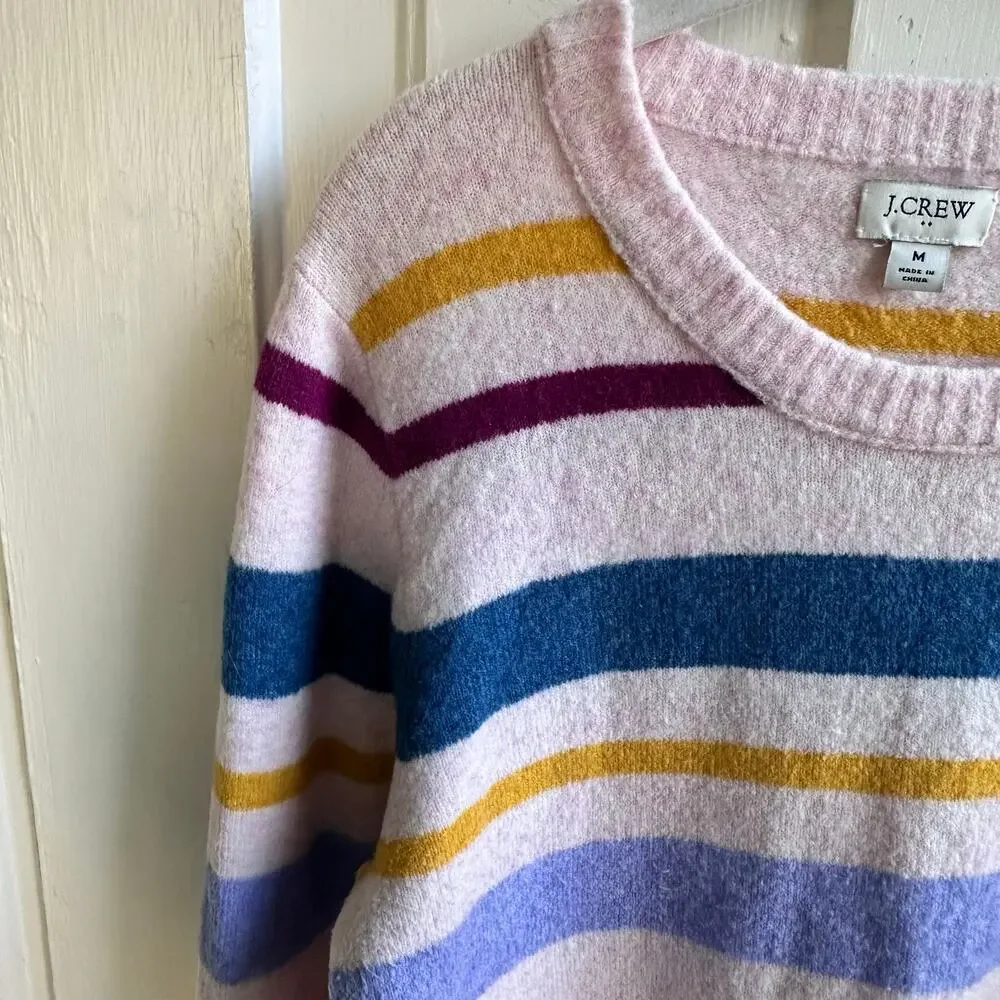 J.Crew Soft Wool Blend Striped Sweater | Pastel Multicolor | Size M